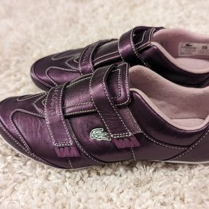 Lacoste tennis shoes, 7.5, purple, Velcro